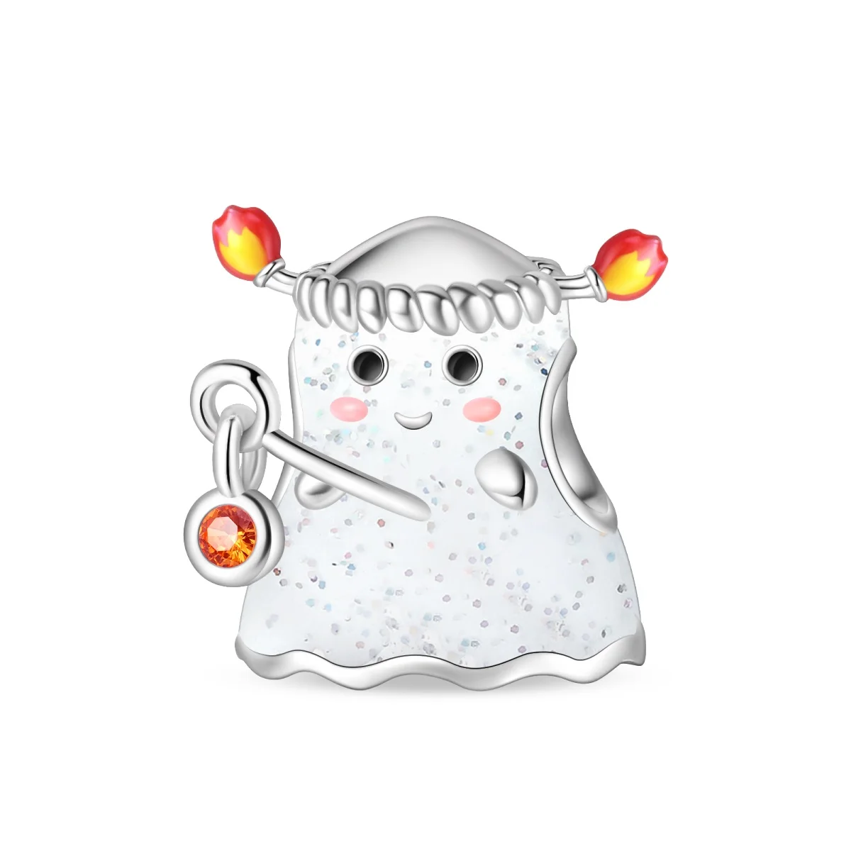 Halloween Luminous Cute Ghost Torch Fit Original 925 Charms Bracelet Beads Festive Joy Warm Sweet Jewelry Gifts for Women