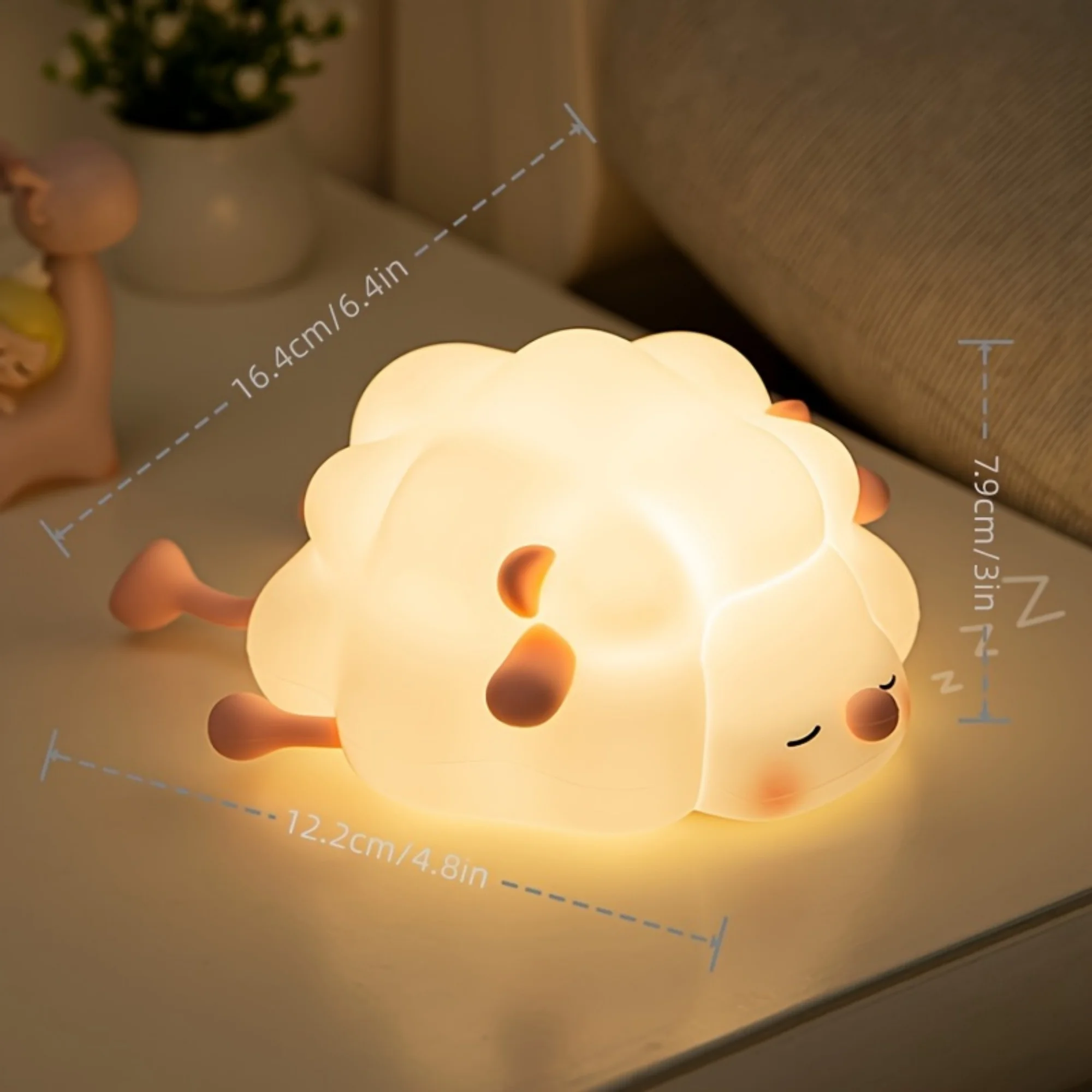 الوردي الأغنام لطيف سيليكون ضوء الليل USB ضوء الأغنام التعريفي Bedlight LED ثلاثة مستويات سطوع 30 دقيقة الموقت إيقاف Nigh