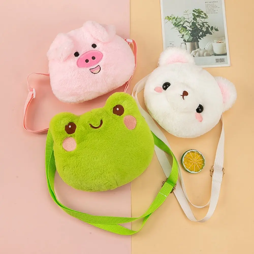 Kids Panda Plush Coin Purse Girl Crossbody Bags Princess Frog Single Shoulder Bag Women Handbag Bag Plush Doll Bag Children Bag