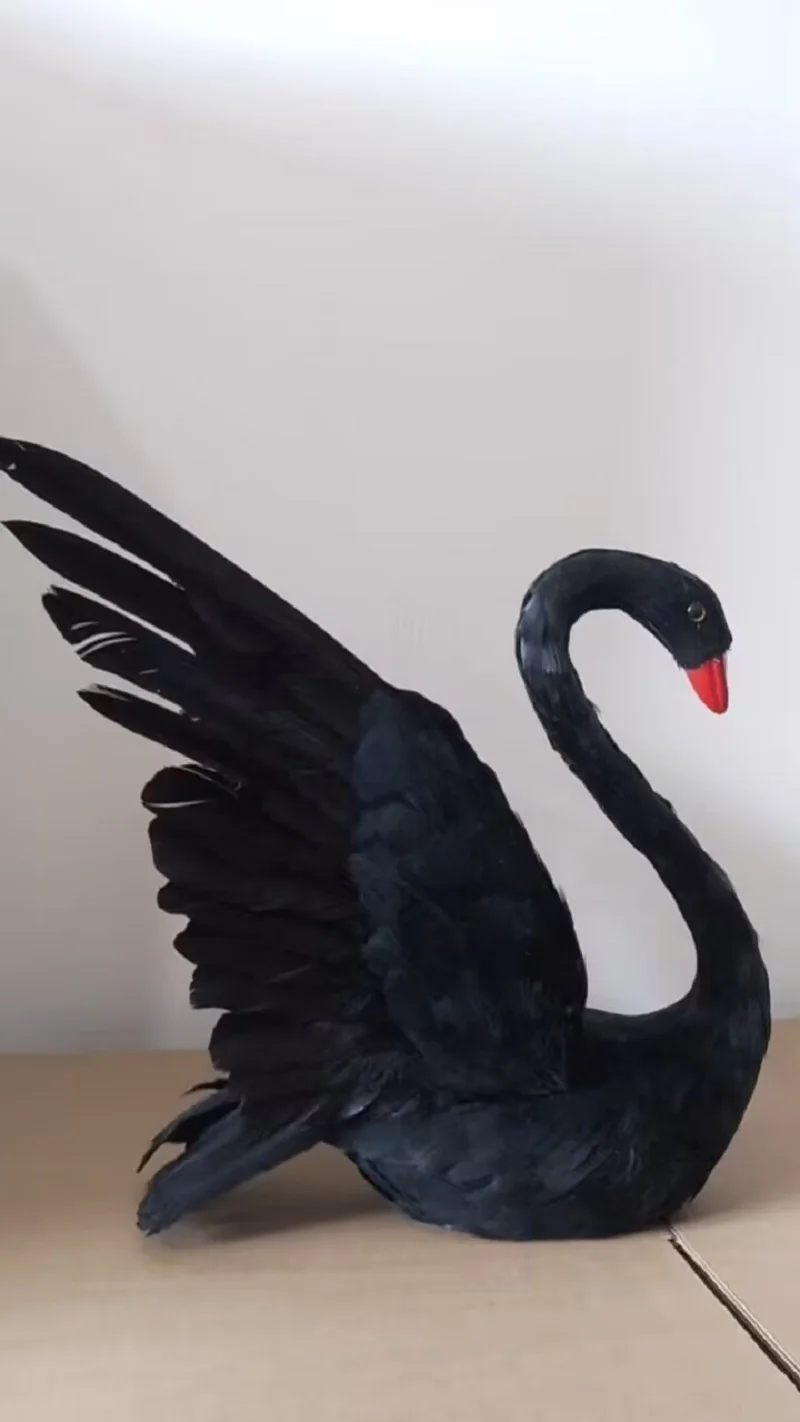 black swan model foam&feathers wings swan doll gift home decoration about 30x50cm d0579