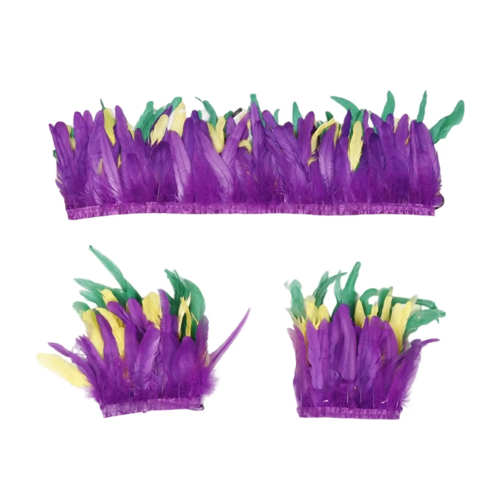 Mardi Gras Feather Cape with Wrist Cuffs | Adjustable Tie Back Strap, Feather Shawl with Wrist Cuffs, for Costume Parties