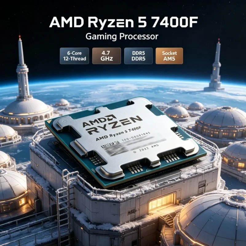 AMD Ryzen 5 7400F Gaming CPU 6-Core 12-Thread 65W 5nm Socket AM5 Zen 4 Up to 4.7GHz Desktop Processor
