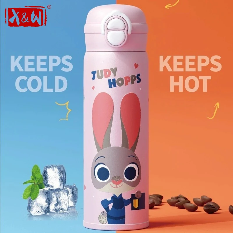 X&W 500ml For Zootopia Judy Nick Insulated Cup Cartoon Stainless