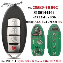 Inteligentny bez przycisków samochodowy jingyuqin 285E3-4HB0C do Infiniti Q50 Q60 2016 2017 2018 S180144204 433.92MHz 4A inteligentny pilot zdalnego sterowania