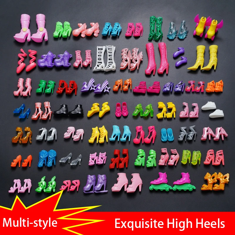 10/20/30/50 Pairs Sweet Princess-Style Fashion High Heels Handbags/Jewellery Set For 1/6 FR Babi Supermodel Doll Dress Up Parts