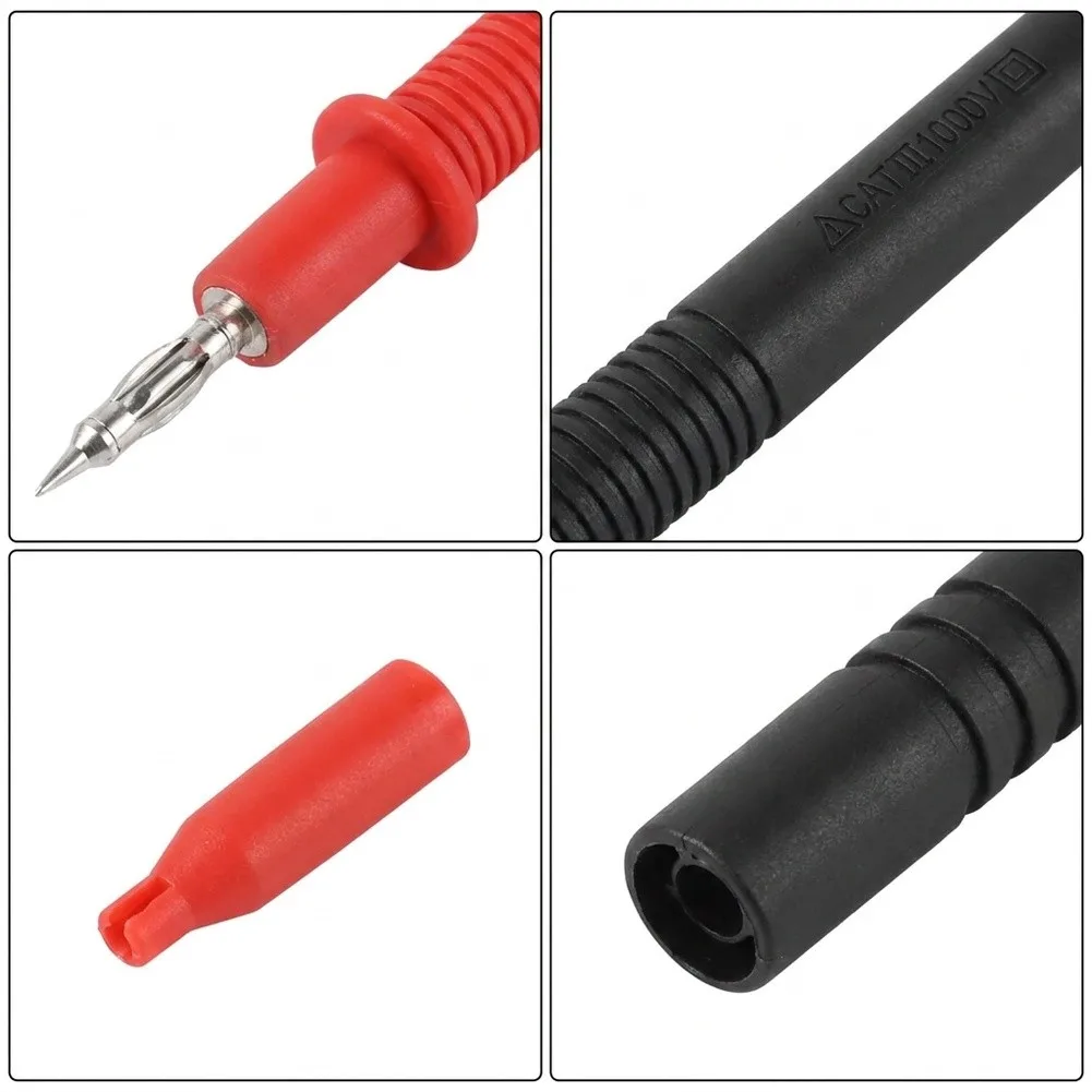 HT19 Straight Multimeter Pen For Auto Electronic Circuit Diagnosis Oscilloscope Probe With Insulated Cable Red B'lack Tool