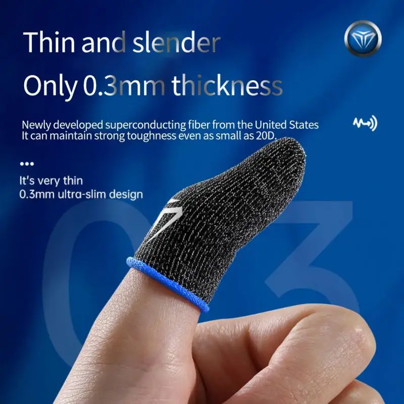 Gants anti-transpiration pour jeu mobile, anti-ald, écran tactile, manchon respirant, couverture du bout des doigts pour les joueurs, 2 pièces