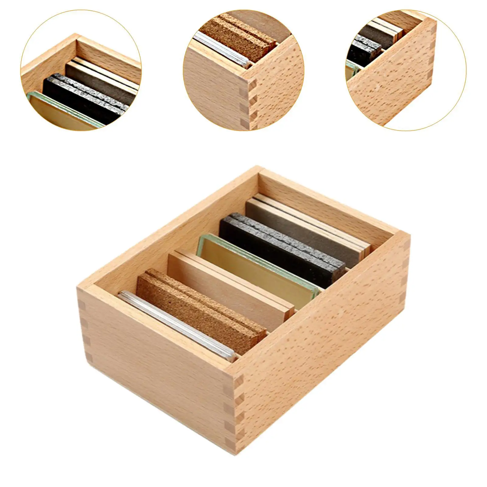 Sensorial Education Texture Recognition with Box Wooden Preschool Training Toys for 3 4 5 6 Year Old Preschool