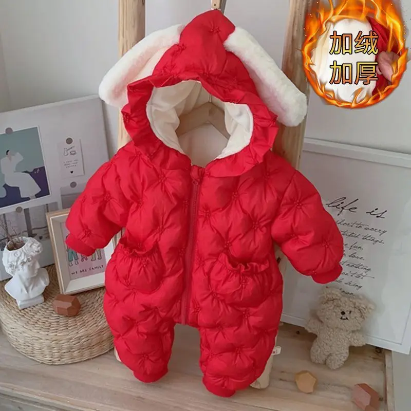 Thick New Winter Clothes Jumpsuit Cotton Clothes Baby Romper Clothes Super Cute Going Out 100 Days Newborn Loungewear Outfit