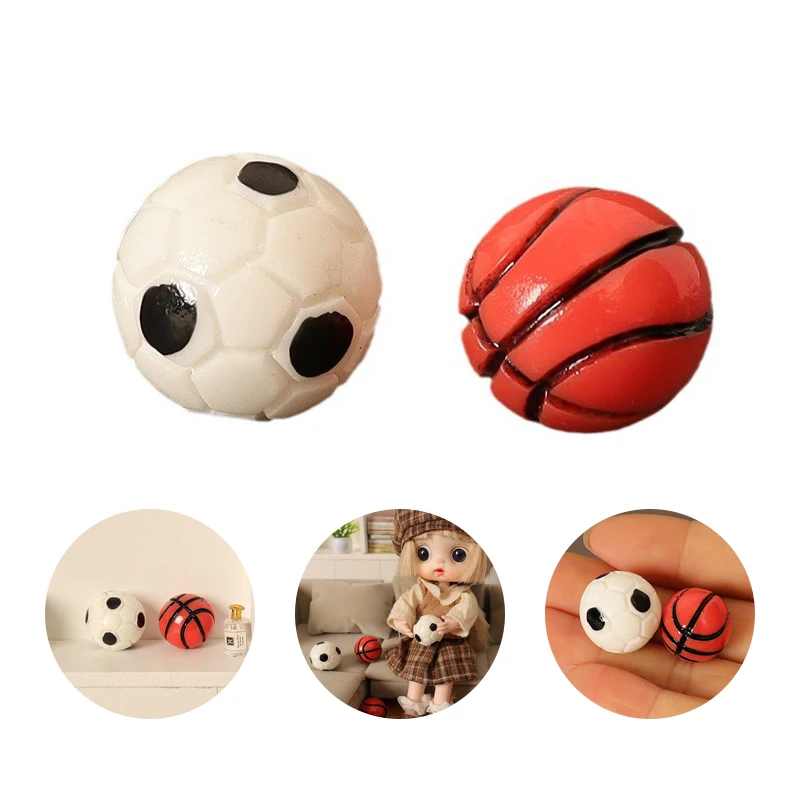 2Pcs 1:12 Dollhouse Miniature Sports Balls Soccer Football Basketball Model Toy DollHouse Outdoor Sports Scene Decor Accessories