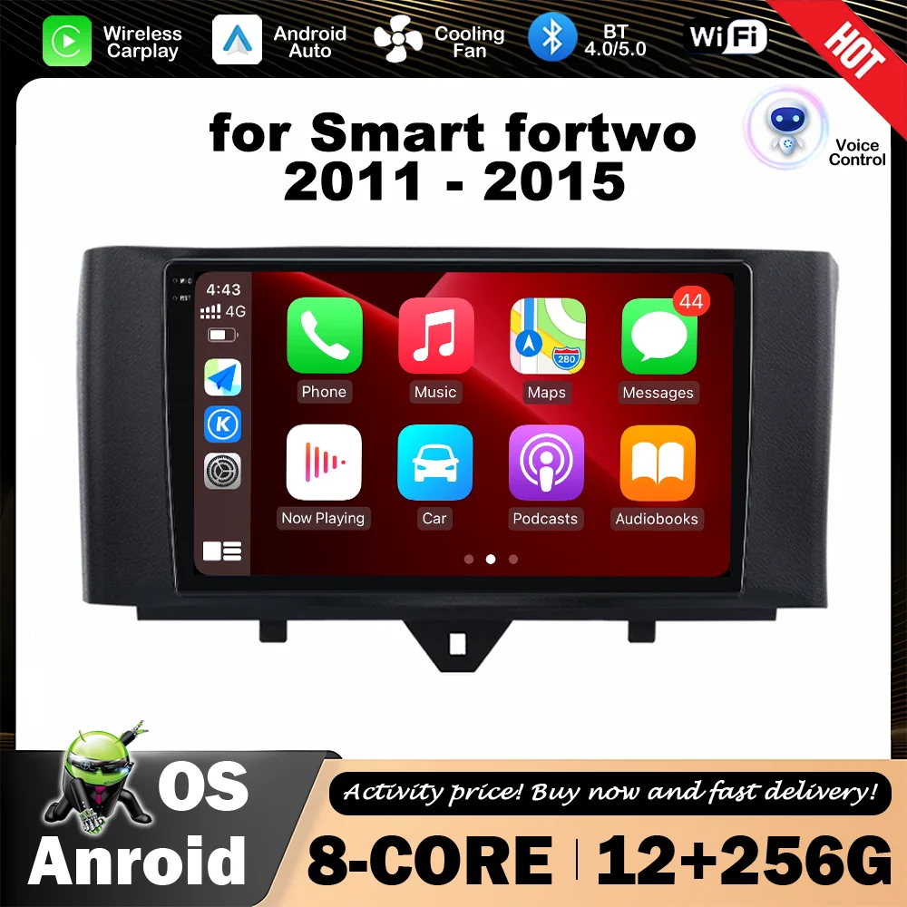 

Car Video Multimedia Player 9 inch for Smart fortwo 2011 - 2015 Android OS GPS Navigation Wireless Carplay WiFi BT 4G No 2 din