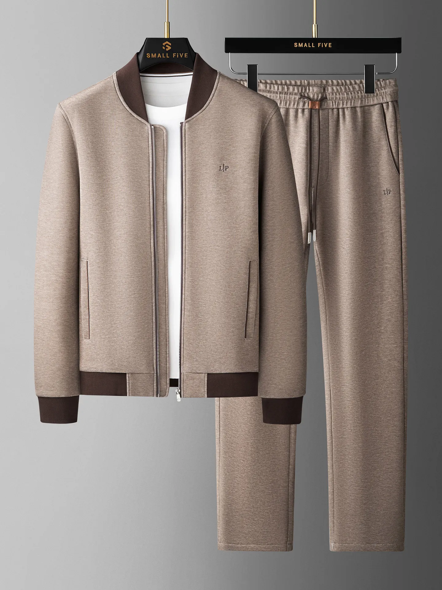 

Spring and Autumn Italian Luxury Casual Cashmere Layered Knitted Double-Tone Men's Pullover Baseball-Style Casual Sports Suit
