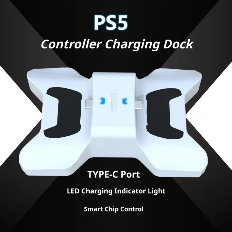 Dual Charging Dock For PS5 DualSense Controller, LED Charging Status Indicator, Fast Charger Station For PS5 Accessory