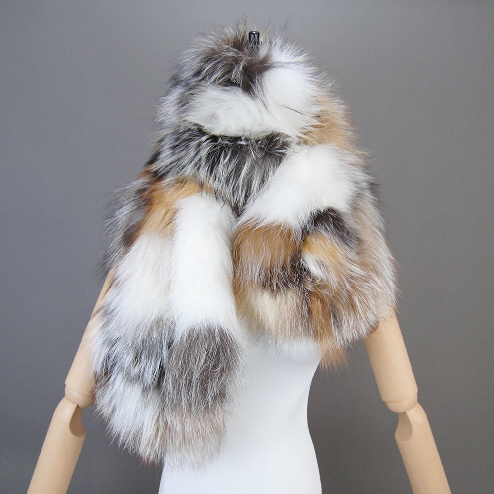 Hot Sale Women Winter Warm Natural Fox Fur Scarf Ring Knit Real Fox Fur Lady Fashion Neckerchief Scarves Women Real Fur Bandana