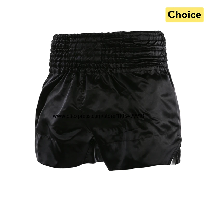 Professional Boxing Muay Thai Shorts Plain Satin Breathable Elastic Waist Drawstring Short Pants For Male Female Kids MMA Combat