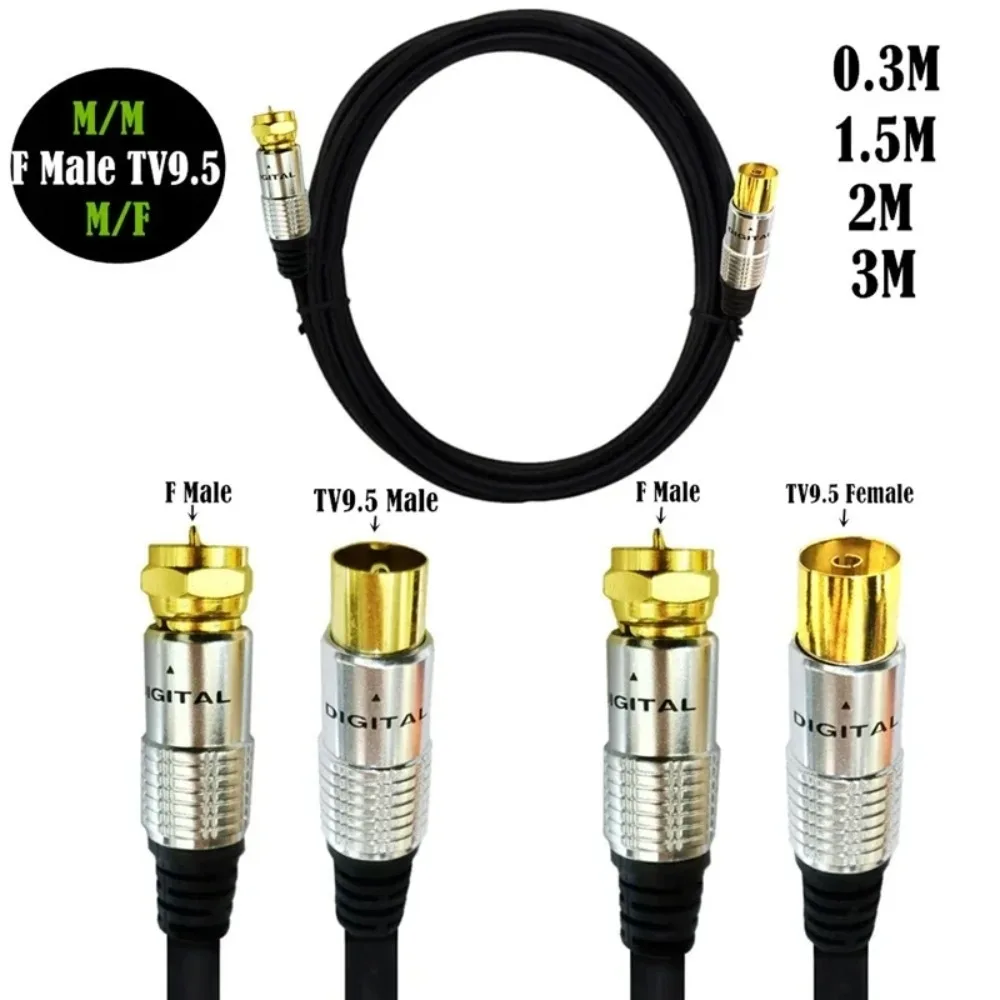 9.5mm Tv Coaxial Antenna Cable Male To F Type Male & Female Satellite Cord 0.3m/1.5m/2m/3m For Digital Tv Aerial Receiver