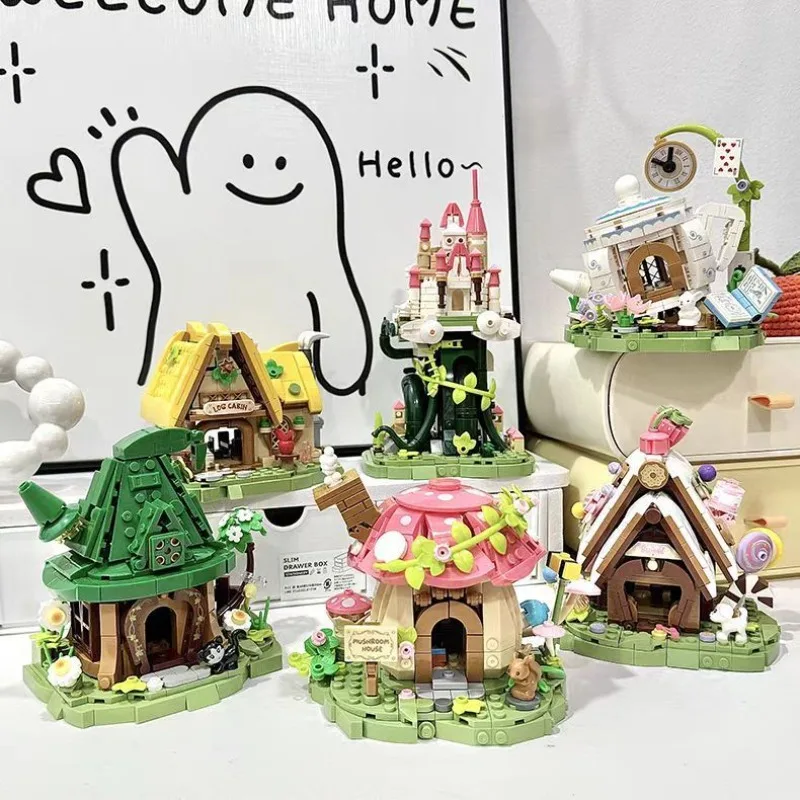 New Candy Cottage Assembled Building Blocks Street Model Children DIY Educational Toys for Children's Holiday Gift Ornaments