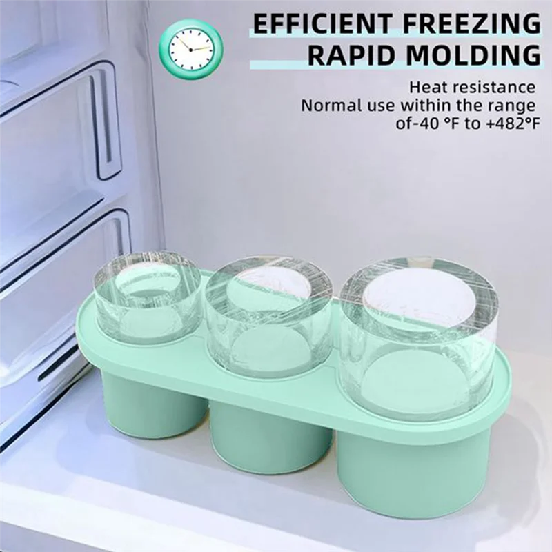 

2025 Trend3pcs Ice-Cube Tray For Stanley, Ice-Cube Molds,Silicone Cylinder Freezer With Lid And Bin,Ice Maker Easy To Release Mo