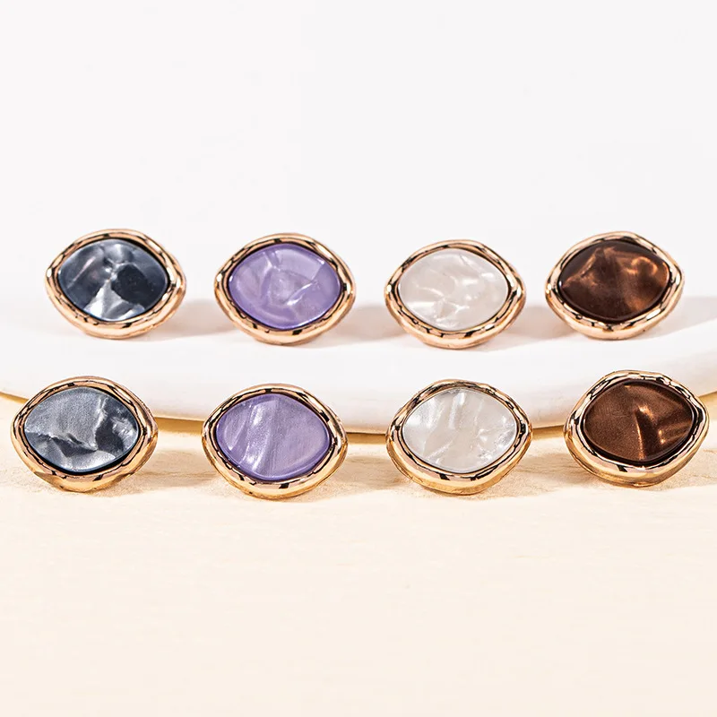 

20PCS Irregular Metal Shirt Buttons Premium-Quality Irregular Resin Buttons Chanel-Style Sweater Decorative Button Accessories W