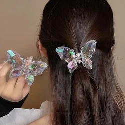 Crystal Butterfly Mermaid Hair Claw Girls Back Head Clamp Clip Transparent Large Hair Clips Hairpins Headdress Hair Accessories