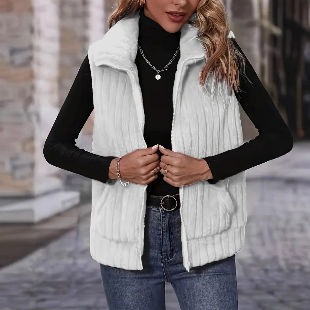 

Ladies Plush Tartan Vest Coat Autumn Winter Fashion Cardigan for Women Europe United States New Arrivals