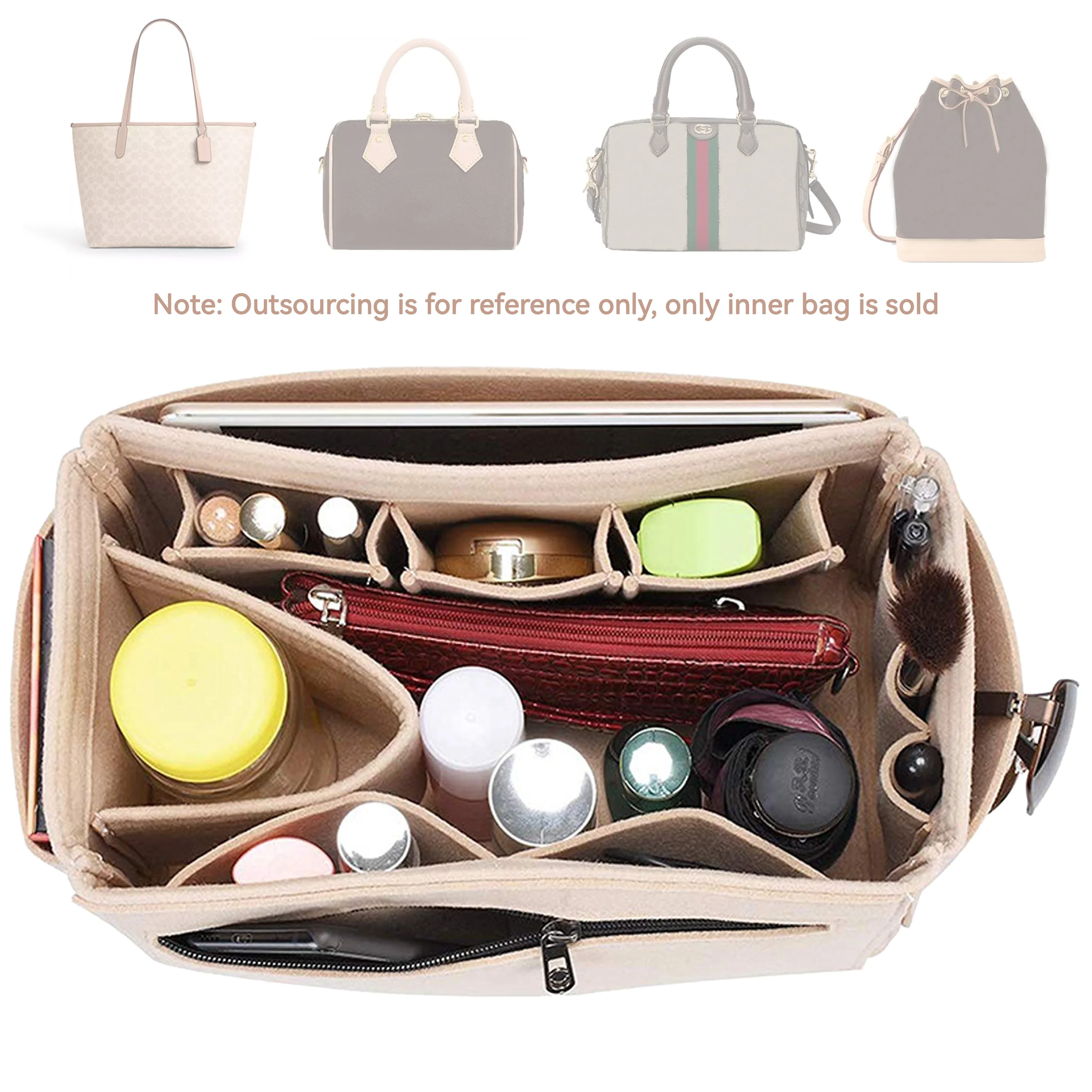 Make up Organizer Felt Cloth Handbag Organizer Insert Bag Travel Inner Purse Portable Cosmetic Bags Fits Speedy Neverfull