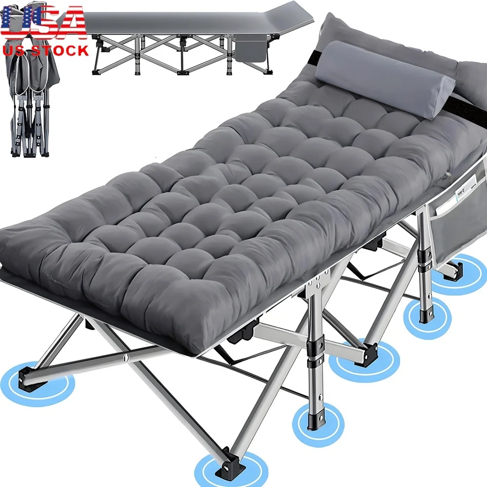 

Folding Camping Cot with Mattress Portable Bed Adults Heavy Duty Sleeping Cot Easy Setup Outdoor Travel and Office Use