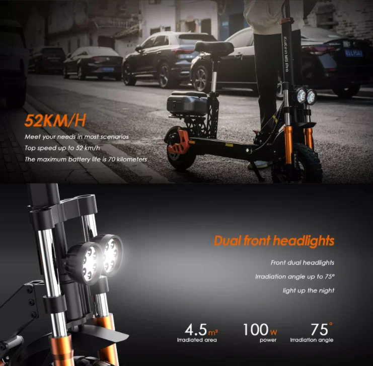 11 Inch 1200W Snow Black Orange 13ah Hush Removable Hot Sale Scooter