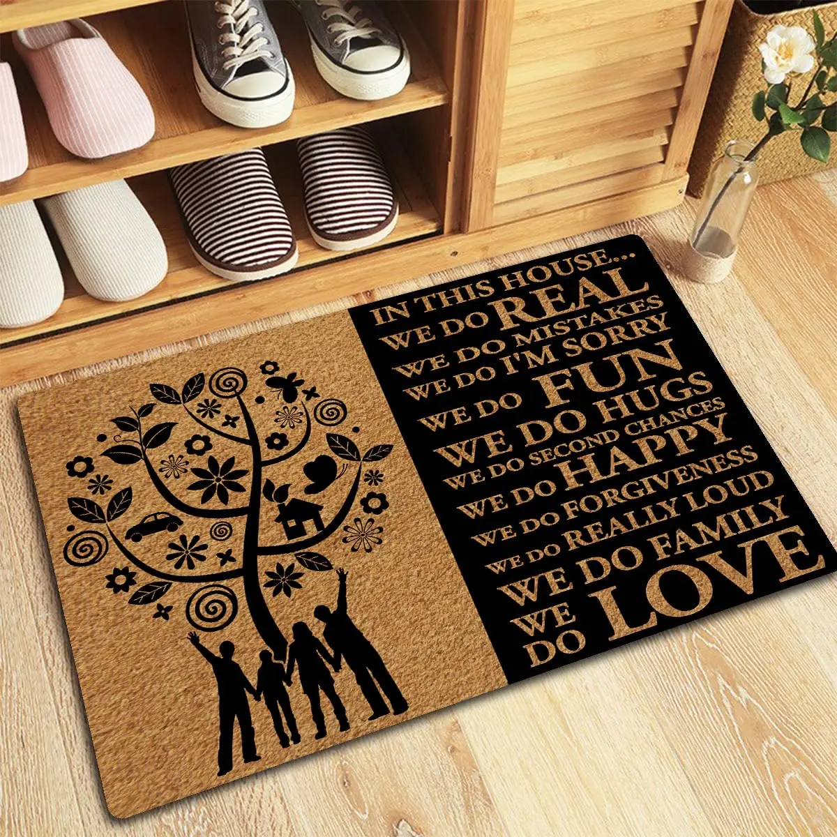 

발매트 in This House We Do Family Love Happy Door Mats Non-Slip Rubber Entryway Rug Doormat Home Porch Dust Foot Mat Home Decor