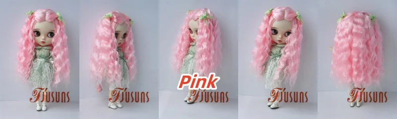 JD880 Lange Sauvage Welle Mittelscheitel Meerjungfrau Lockig mit Twin Bow Braids Puppe Perücken 1/8 1/6 1/4 1/3 Pullip Blythes BJD Haar – Detail 1