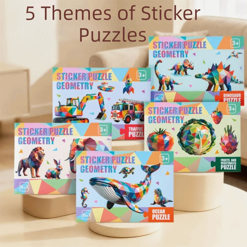 Papier 3D Geometrische Stickerboeken Handgemaakt Educatief Speelgoed DIY Plakmateriaal Kit Leuke Cartoon Dieren Stickerboek Kinderen