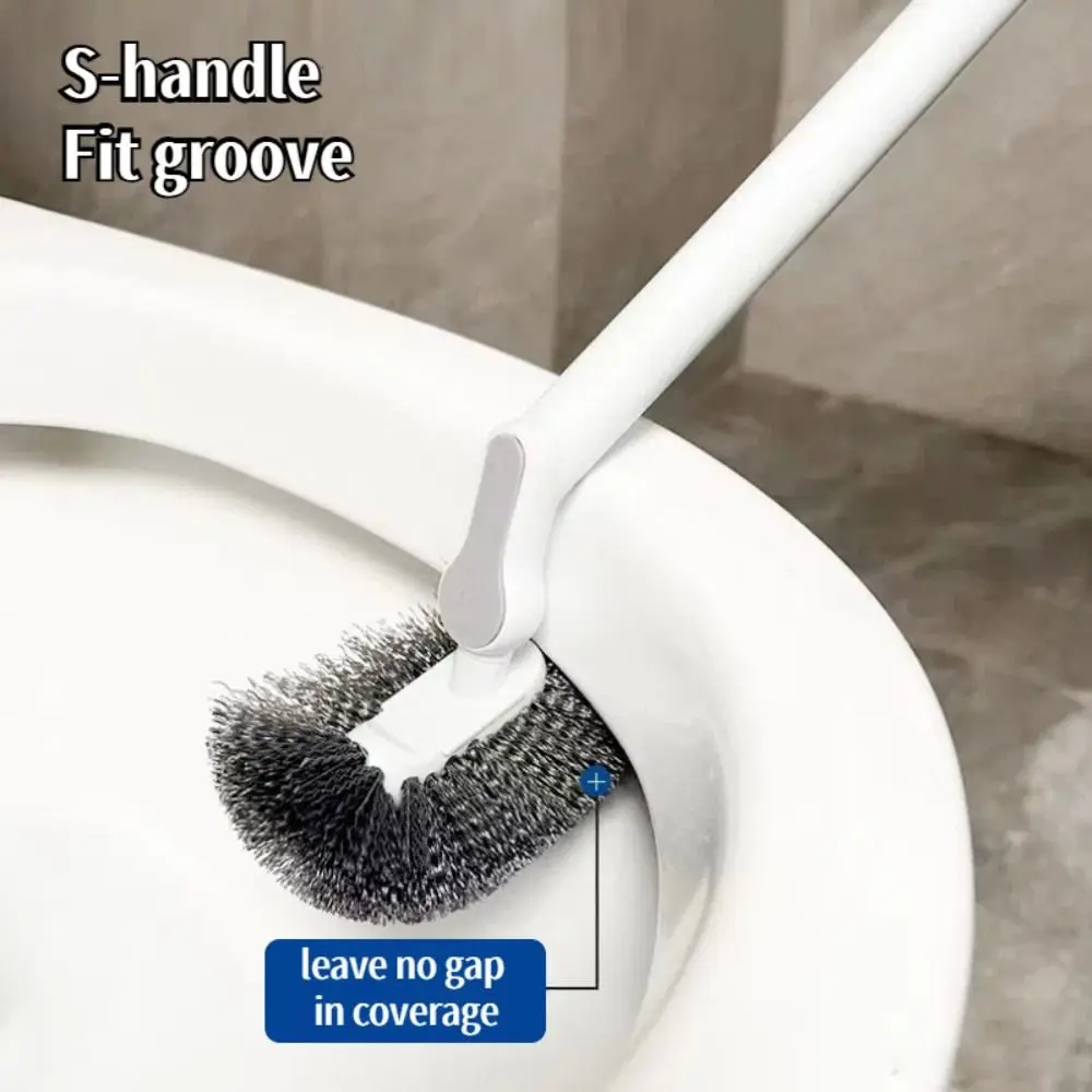 New S-Shaped Toilet Brush Long Handle Wall Mounted No Dead Corner Brush Elbow Cleaning Brush