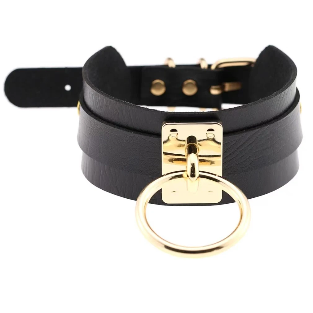 Punk Hip-Hop Pu Leather Collar, Suitable For Both Men And Women, Street Snap And Nightclub Wild O-Shaped Necklace Neck Chain