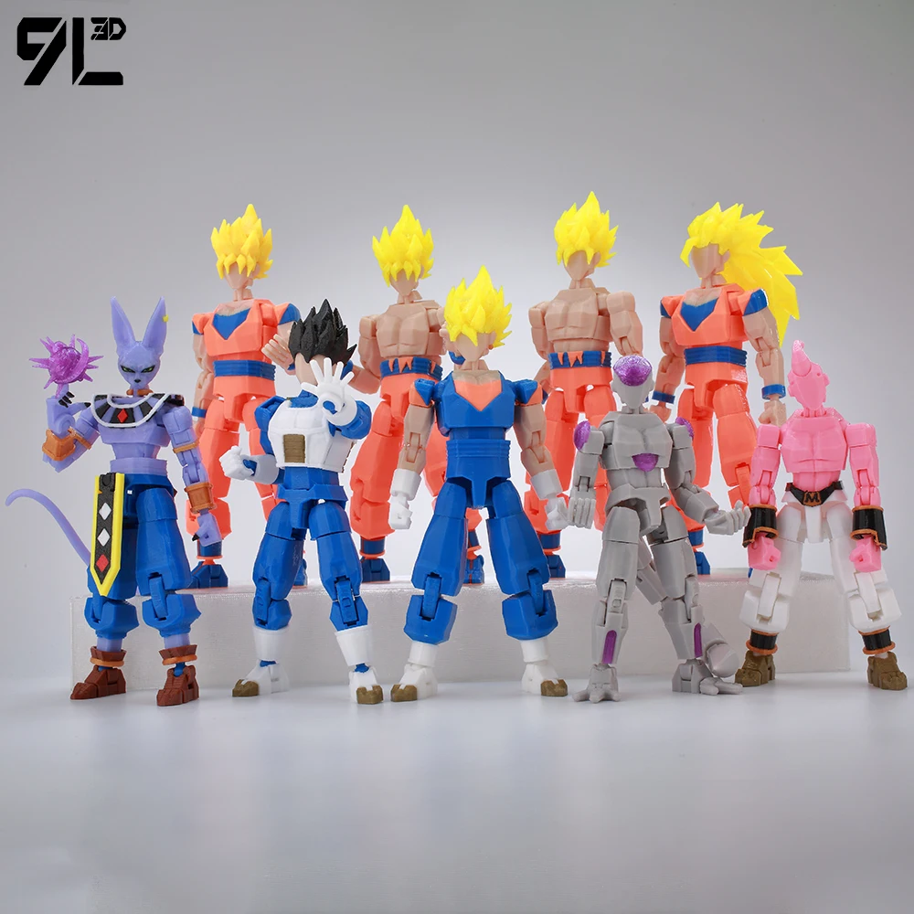 Figura de Acción de Guerrero Saiyan de Anime, Guerrero Alienígena de Superpoderes, Personaje Morado y Rosa, Figura Impresa en 3D, Articulada con Múltiples Puntos de Articulación, 13 cm