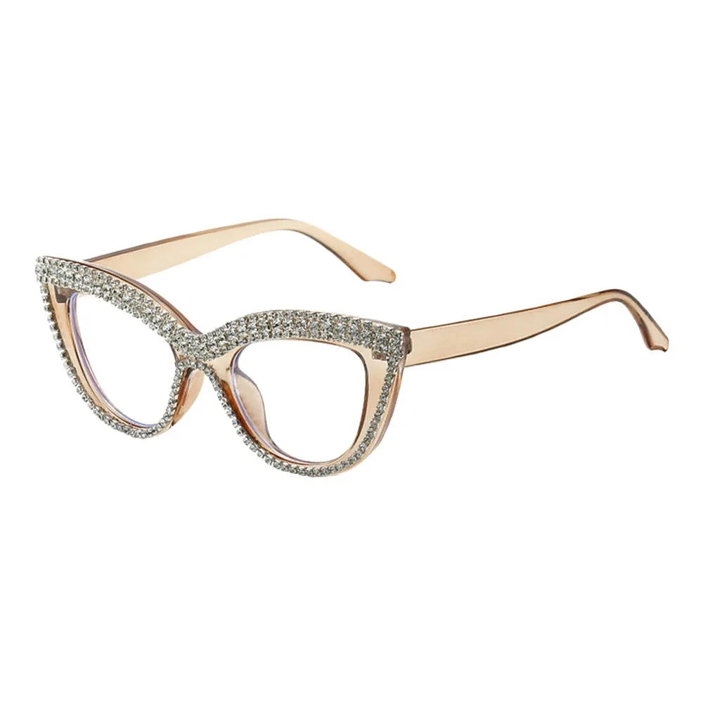 

Comfortable Rhinestone Reading Glasses Vintage Square Hyperopia Glasses Luxury Ultralight Optical Eyewear Office