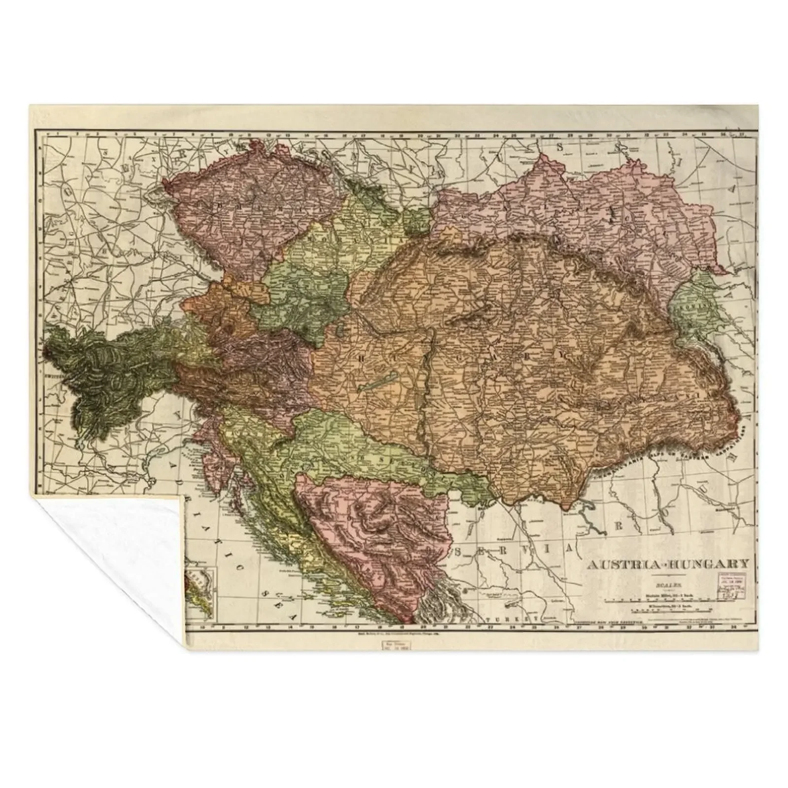 

Rand McNally Map of Austria-Hungary (1906) Throw Blanket Soft Plush Plaid Warm valentine gift ideas for sofa Blankets