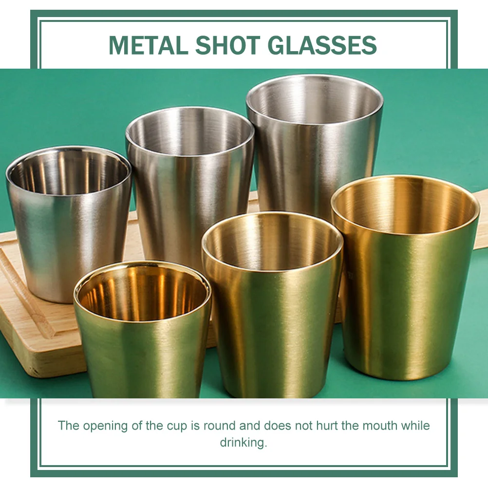 

Double Layer Insulated Shot Glass Stainless Steel Cup 180Ml Anti-Scald Thickened Drinking Vessel Non-Slip Round Mouth