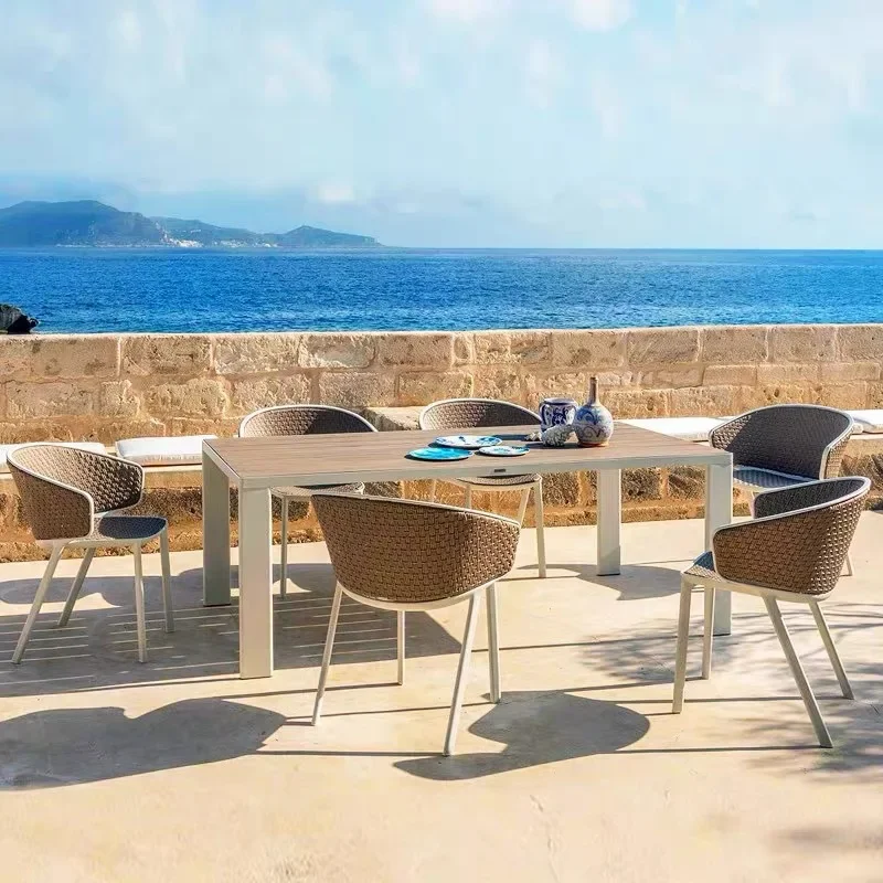 Balcony tables and chairs designer rattan dining tables and chairs waterproof villa outdoor furniture starting from two pieces