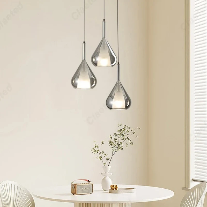 Nordic Minimalist LED Pendant Light Creative Water Drop Shaped Lamp Decorative Lighting for Living Room Dining Room Bedroom
