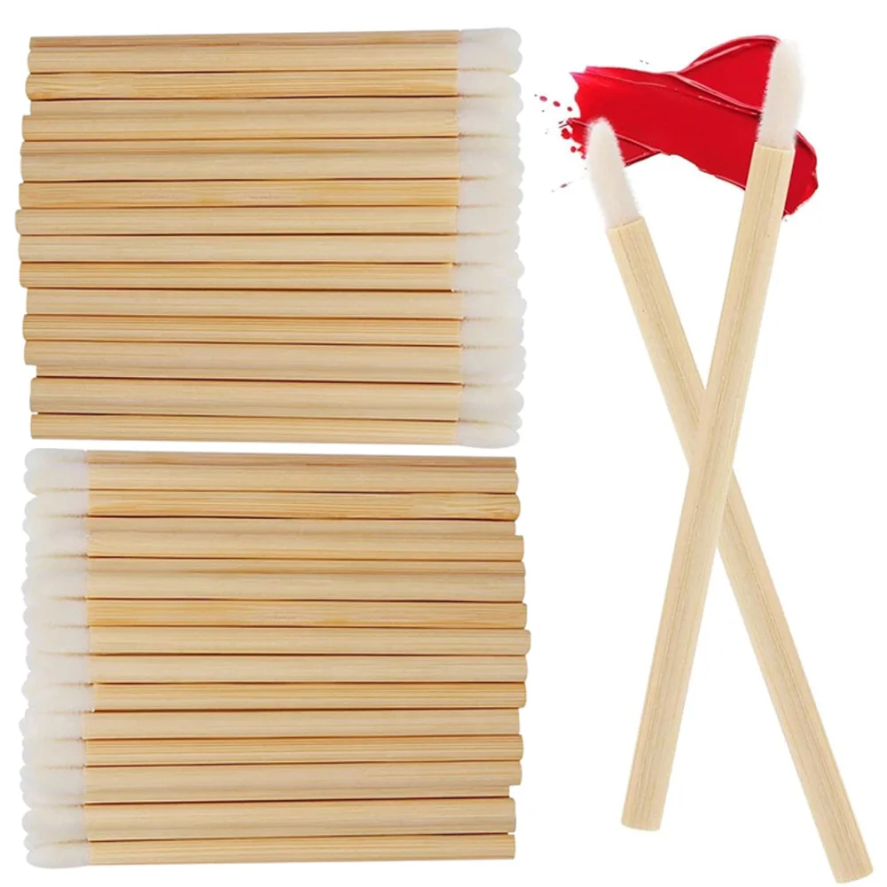 

50/200pcs Bamboo Handle Lip Brushes Lipstick Gloss Wands Applicator Make Up Brush For Lip Eyelashes Extension Makeup Beauty Tool