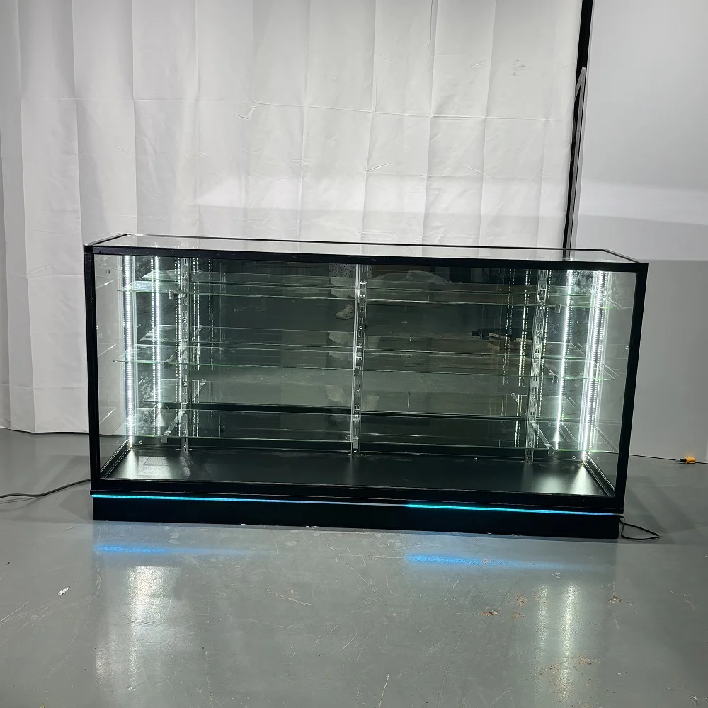 Vitrine en verre à vision complète de 70 po - Noir