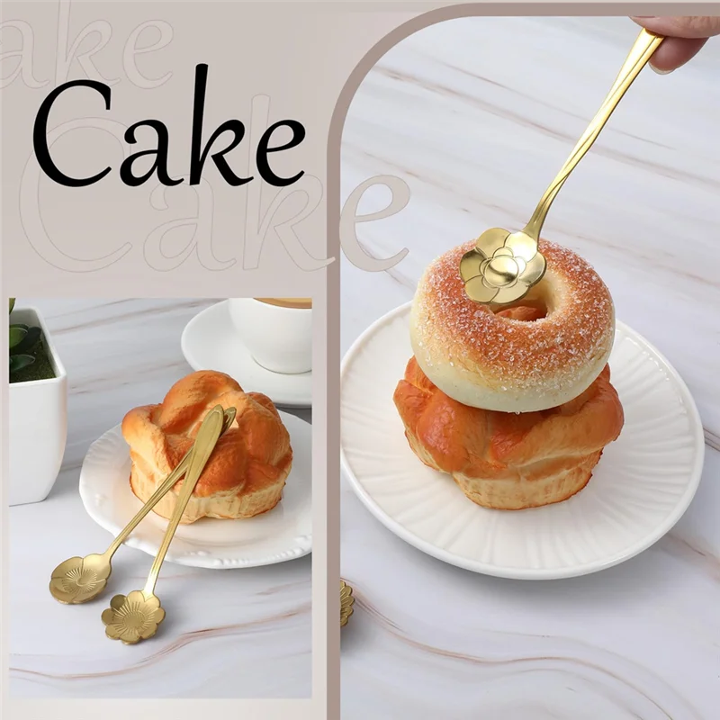 ABAE-40 Stück goldene Kaffeelöffel, Edelstahl, Blumen-Dessertlöffel, 12,7 cm, Demitasse-Löffel für Geschirr, Küche, Café, Bar
