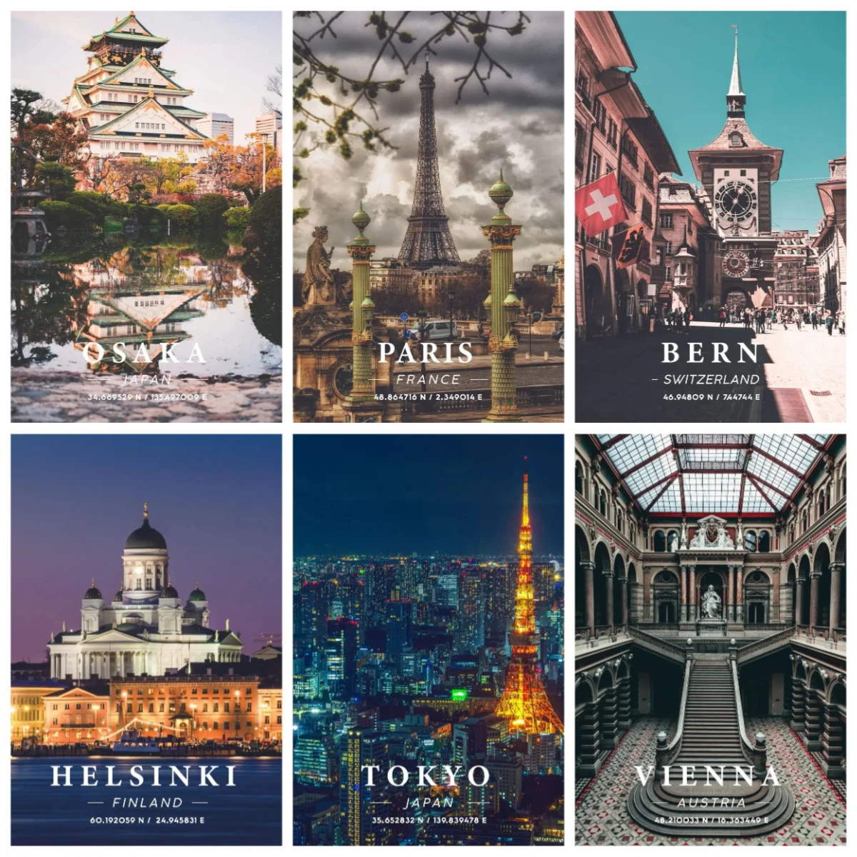 Kits de pintura de arte de diamante París Nueva York Havana Dubai Amalfi Seúl Barcelona Ciudad de Berna bordado coordinado mosaico punto de cruz