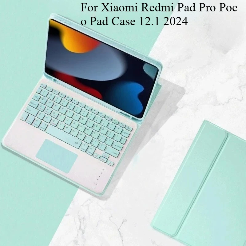 

Keyboard Case For Xiaomi Redmi Pad Pro Poco Pad 12.1 inch 2024 BT Keyboard With Leather Cover For Redmi Pad Pro Poco Case 12.1in
