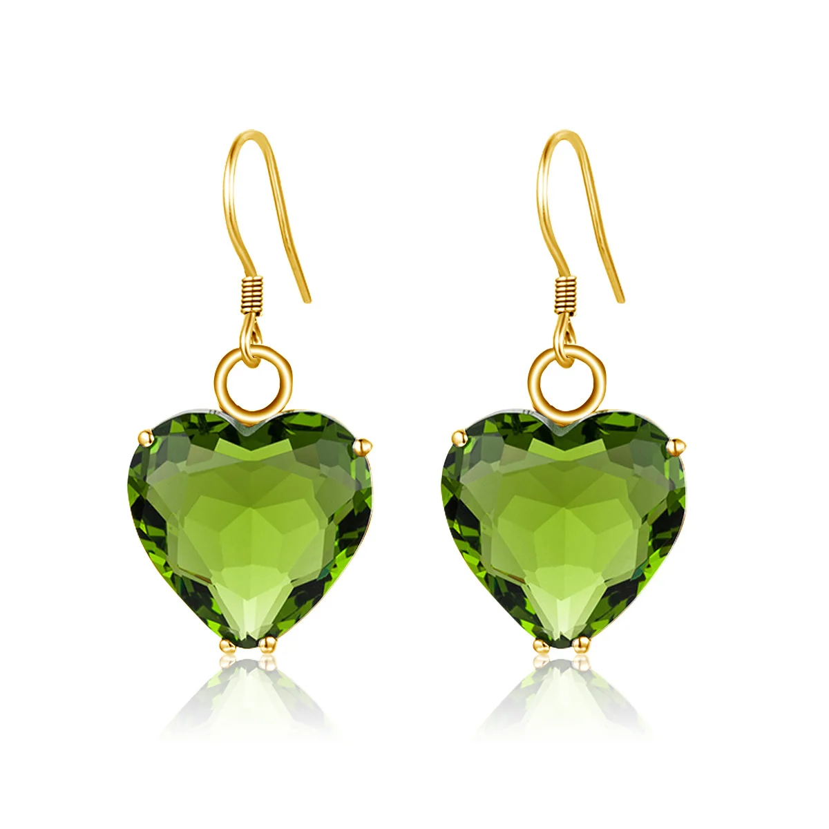 

Szjinao 15*15mm Heart Peridot Earrings Gold Women Olive Green Stone Handicraft Dating Trend Jewelry Wedding Marriage Gift Sale