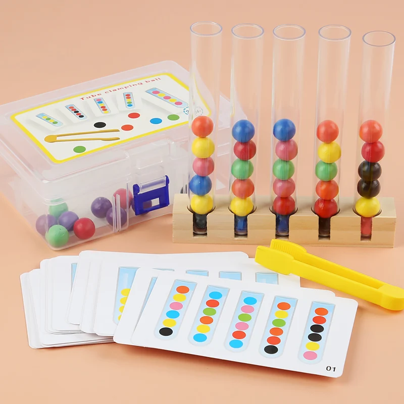 Clip Beads Test Tube Toys For Children Logic Concentration Fine Motor Training Game Montessori Teaching Aids Educational Toy