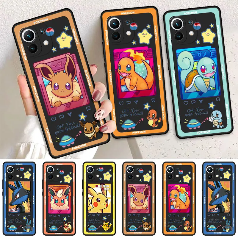 Pokemon Anime Evoli Squirtle Black Case For Xiaomi Mi 12 11 Lite 5G NE 10 Pro 9T A2Plus 11T 13Ultra 10S 10T Phone Silicone K40S