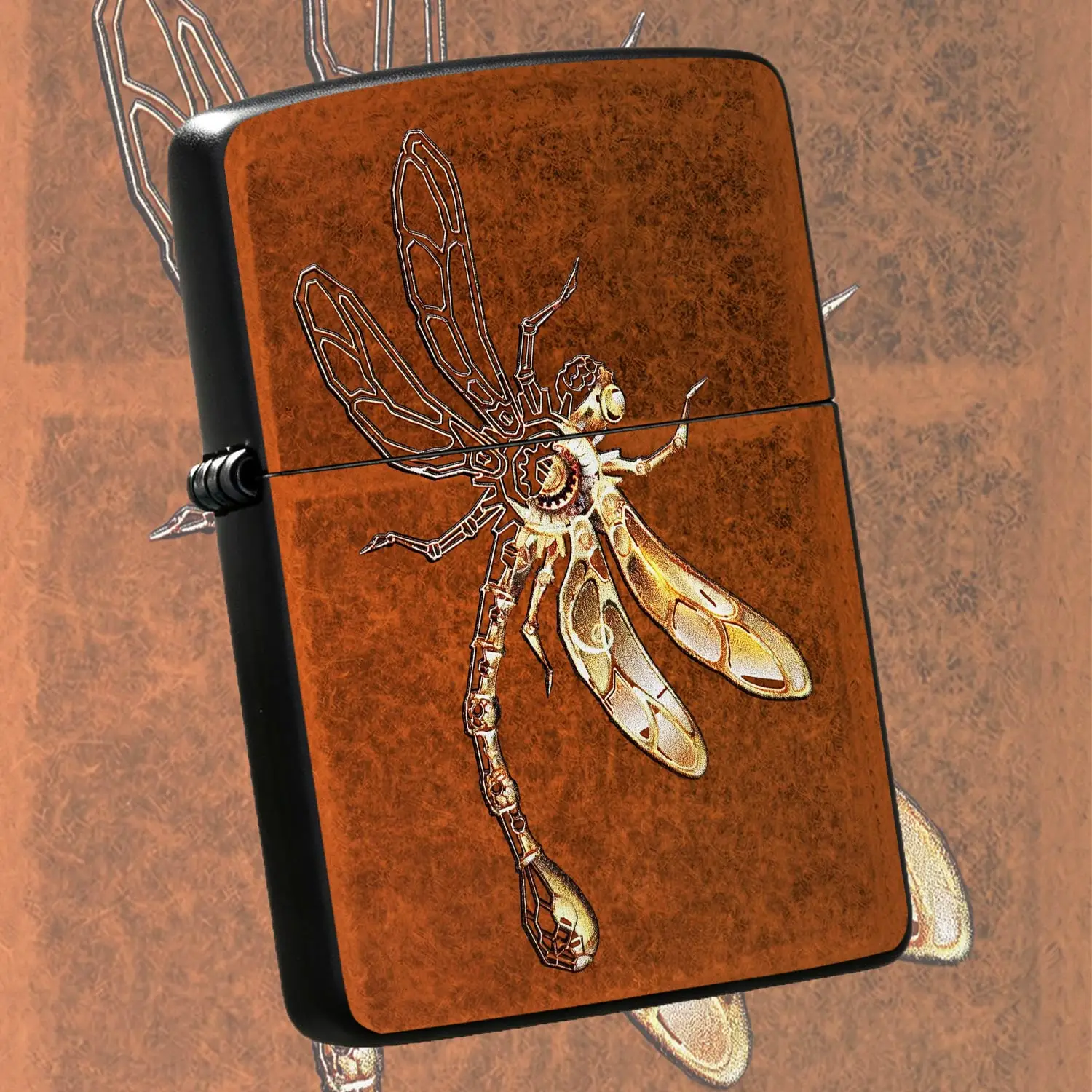 Vintage Steampunk Mechanical Dragonfly Pattern Lighter, Retro Art Textured Decorative Igniter, Portable Exquisite Ornament For Daily Carrying, Unique Aesthetic Gift For Collection, Party, Outdoor Use, Home Desktop Displ A Humorous And Inter