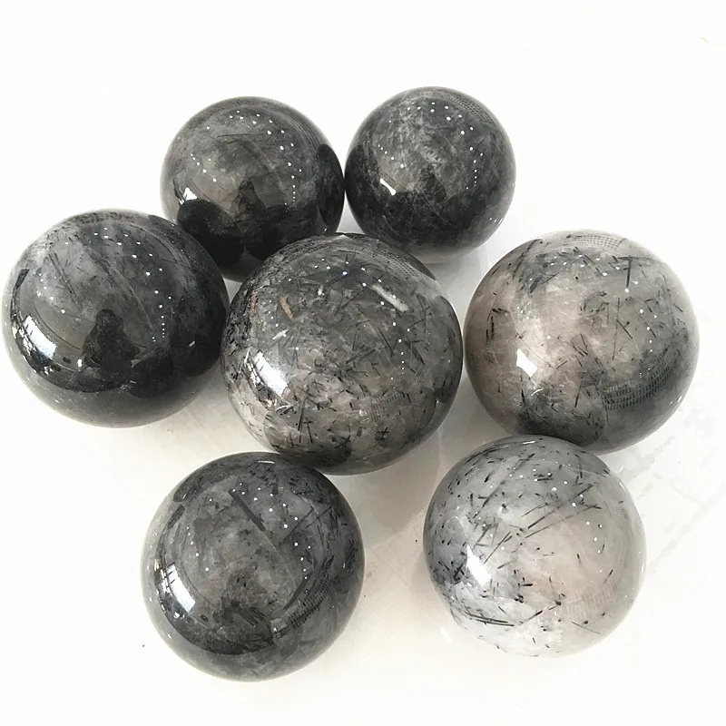 

Natural high quality black tourmaline crystal balls black rutile sphere for decoration