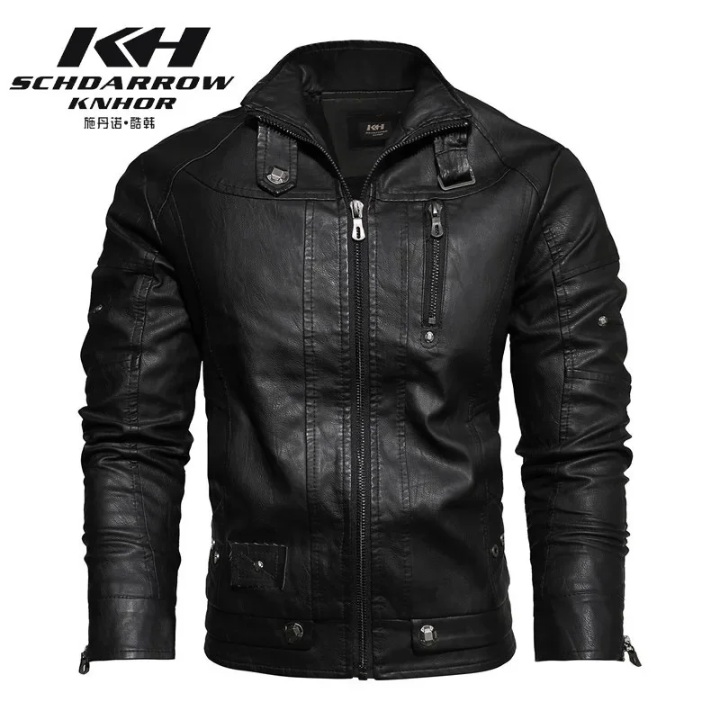 Men Autumn Motorcycle Slim Fleece Jacket Coat Men Fashion Leather Jacket Men Spring Outdoor Casual Motor Biker PU Leather Jacket